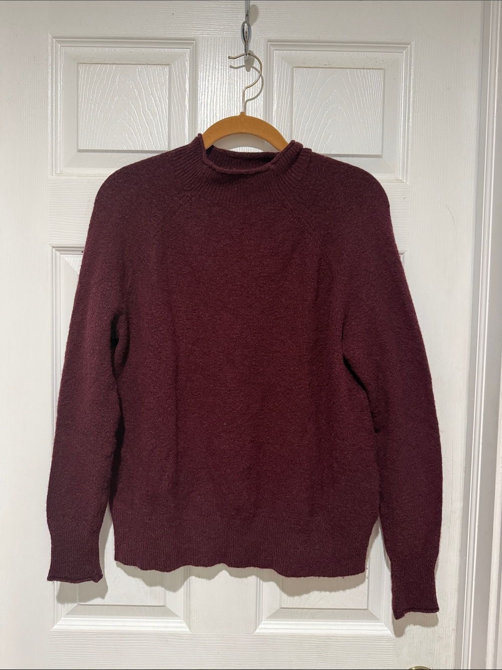 J. Crew Women's Turtleneck Sweater in Burgundy Wool Alpaca Blend Holiday 2022